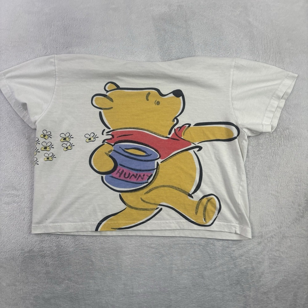 VTG Pooh Winnie The Pooh White SS Graphic Cropped Shirt Women's Medium